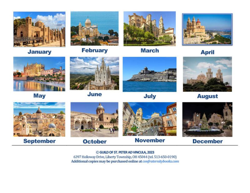 A 2024 Traditional Catholic Calendar with pictures of different places in Malta.
