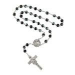 A black and silver Chaplet of the Holy Face with a cross.