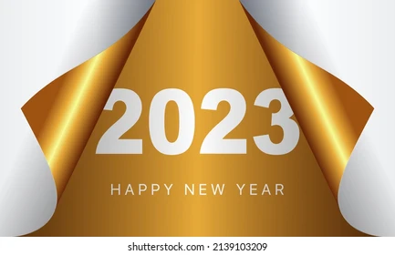 2023 happy new year background with gold foil.