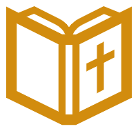 An open book with a cross on it.
