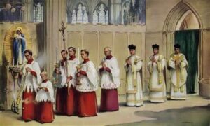 painting of people in the processional