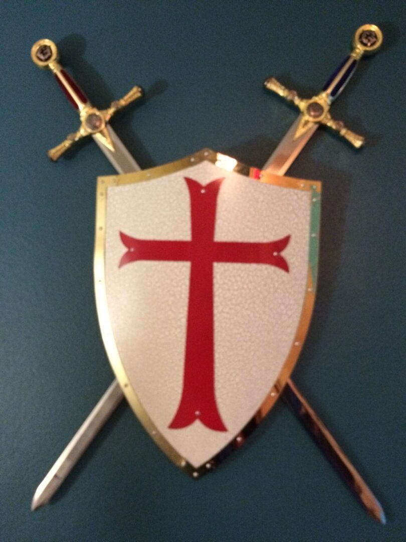 A symbol for the Christ Warriors in red and white color